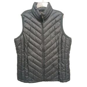 32 Degrees Heat Ultra Light Puffer Vest Sz L GRAY Chevron Packable Gorpcore NEW!